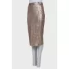 Silver snakeskin print skirt