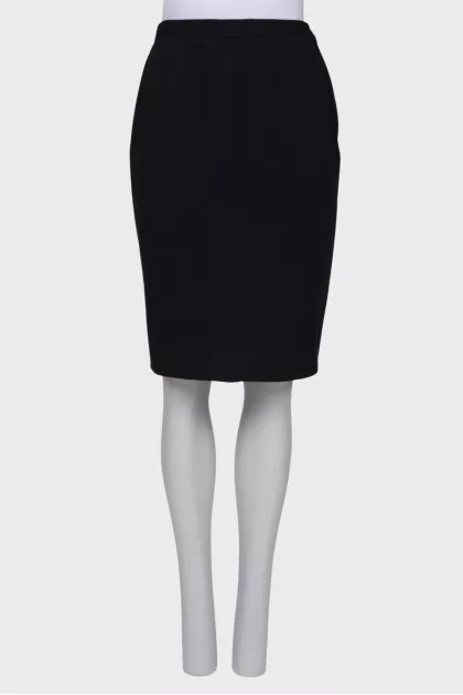 Straight black wool skirt