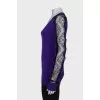 Wool sweater with lace sleeves