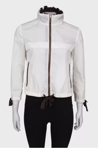 Anorak with fringed collar