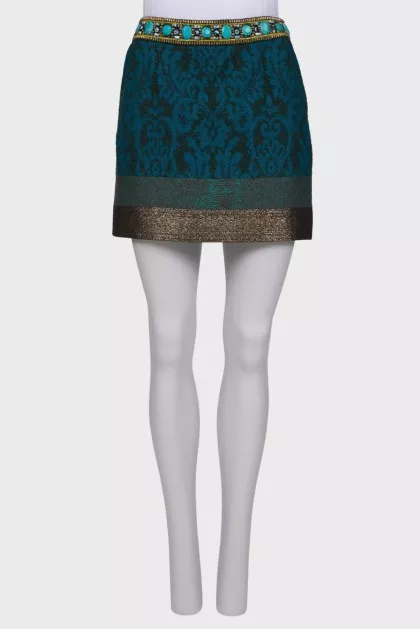 Turquoise skirt with beads