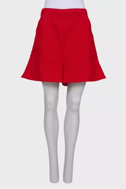 Wool Red Short Skirt