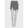 Checkered skirt with front slit