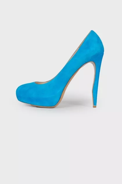 Suede blue pumps