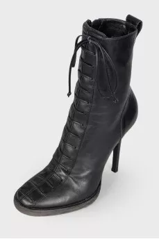 Leather ankle boots with stiletto heels