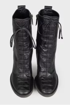 Leather ankle boots with stiletto heels