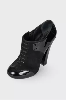 Black combination heeled ankle boots