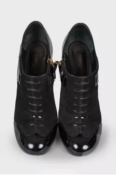 Black combination heeled ankle boots