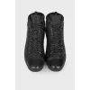 Men's leather high top sneakers