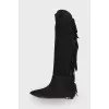 Fringed suede boots