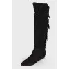 Fringed suede boots