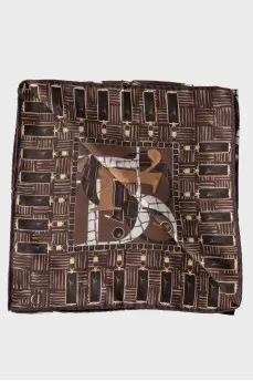 Printed silk brown kerchief