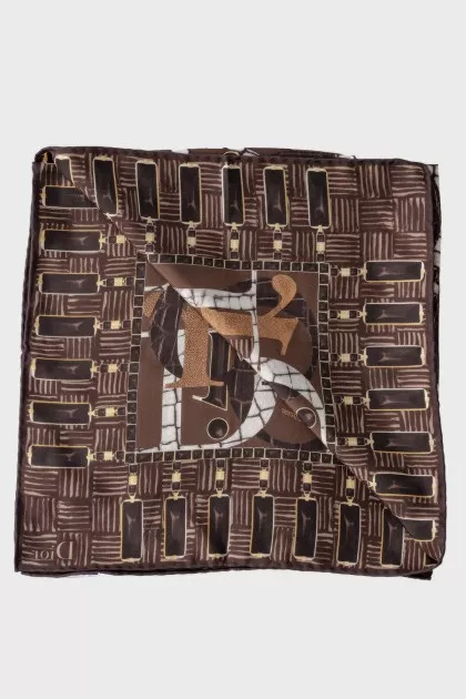 Printed silk brown kerchief