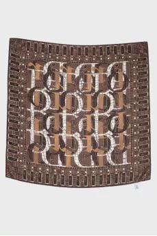 Printed silk brown kerchief
