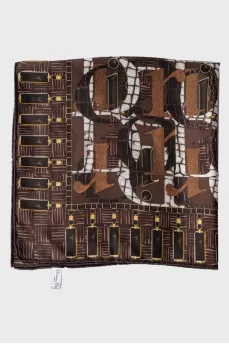 Printed silk brown kerchief