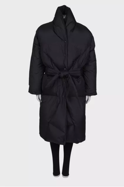 Maxi down jacket with pockets