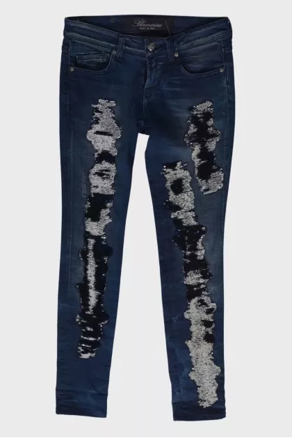 Blue jeans with sequins