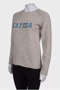 Cashmere sweater with slogan