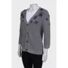Вовняний кардиган із чорними стразами