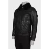 Men's leather sheepskin coat with lamb fur