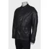 Men's black leather jacket