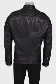 Men's black leather jacket