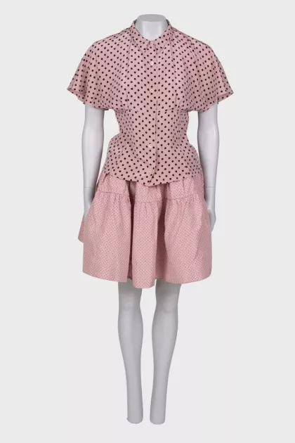 Polka dots silk suit