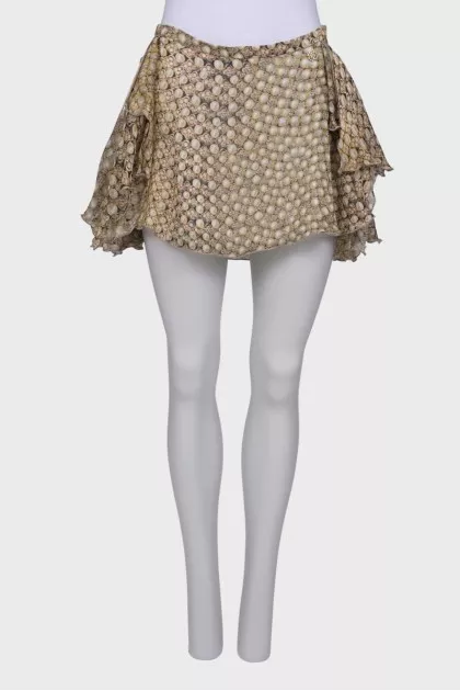 Silk skirt with ruffles on the sides