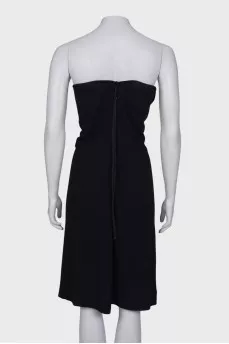 Strapless black wool dress