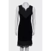 Velor black dress with lace, with tag