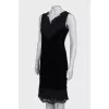 Velor black dress with lace, with tag