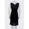 Velor black dress with lace, with tag