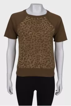 Green T-shirt with rhinestones