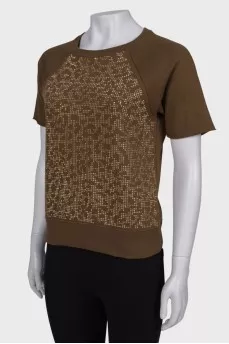 Green T-shirt with rhinestones