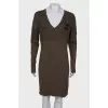 Dark green V-neck dress with tag