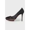 Black lace heels