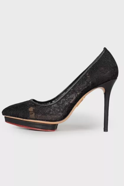 Black lace heels