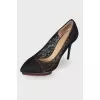 Black lace heels