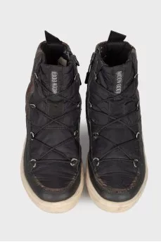 Lace-up textile boots