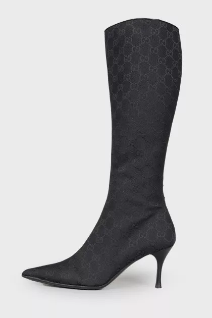 Textile boots with brand logo