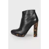 Printed leather ankle boots