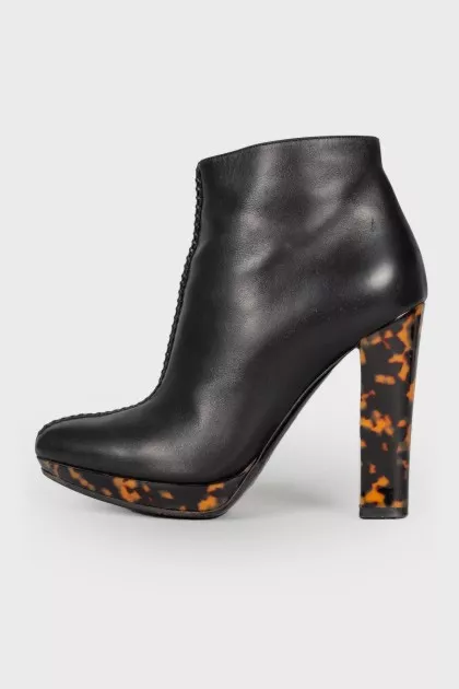Printed leather ankle boots