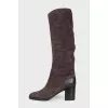 Dark brown suede boots