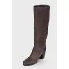 Dark brown suede boots