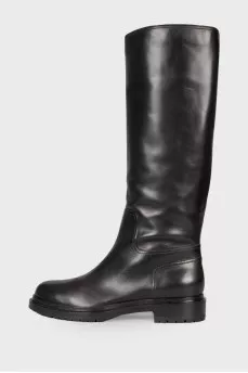 Black leather boots