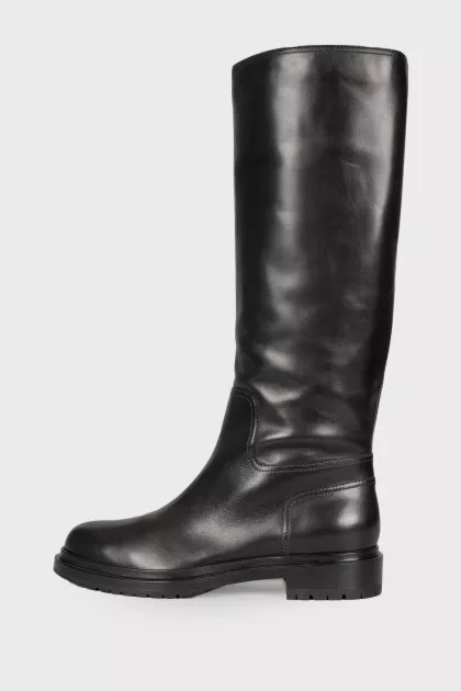 Black leather boots