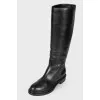 Black leather boots