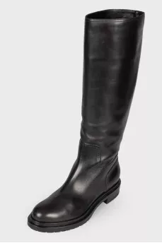 Black leather boots