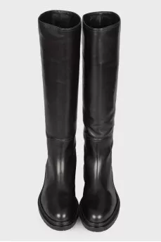 Black leather boots