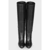 Black leather heeled boots